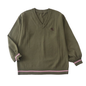 
Himemonogatari genuine cotton pullover knitted V-neck college style embroidered loose lazy style long-sleeved sweater JK uniform