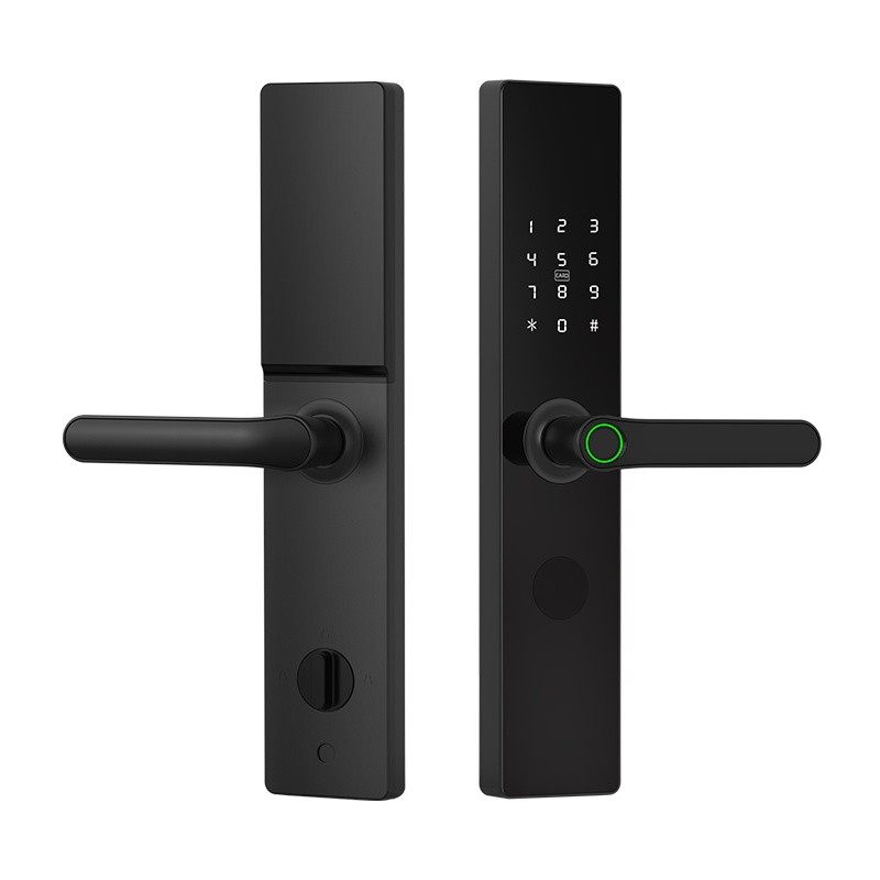 BEBASIA Serrure à Pêne Dormant Intelligente à Empreintes Digitales Biométriques Avancées, Nickel Satiné, épaisseur De Porte Standard De 35 Mm-55 Mm, Capacité D'utilisateur Plus De 300 Utilisateurs