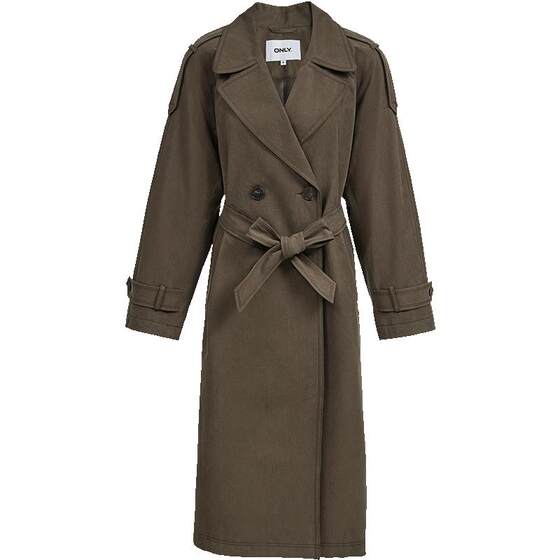 
[Ace Windbreaker] ONLY2025 Winter New Old Money Style Double-Breasted Waist Profile Long Slim Jacket