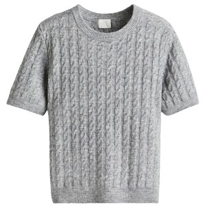 
HM women's wool sweater summer round neck cable knit sweater pullover bottoming shirt 1293385