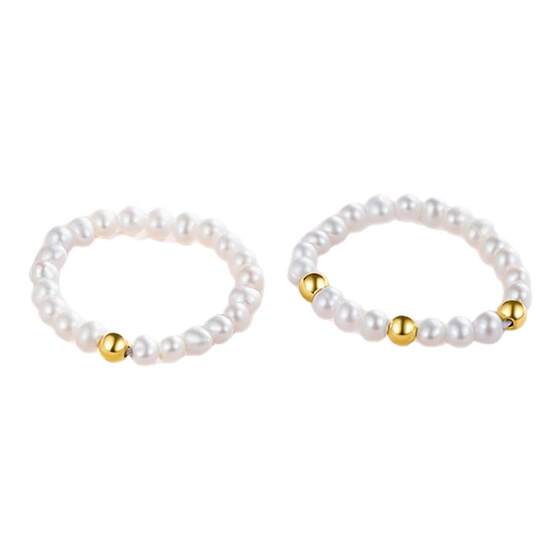 
Saturday Fu Yellow 18K Freshwater Pearl Ring Women's Round Elegant Retro Ring as a Holiday Gift for Your Girlfriend