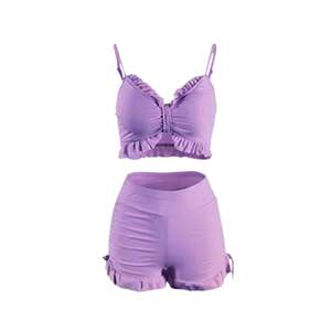 Splitted swimsuit Female Female Fat Girl Covering Three -piece Set 2024 New Explosion Conservative Bubble Hot Spring Swimsuit
