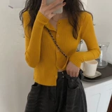 Осенний приталенный лонгслив, кардиган, тонкий трикотажный свитер, 2022 года