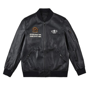 
Reddy Pole men's genuine leather leather jacket spring and autumn new cowhide leather knitted baseball collar leather jacket men's