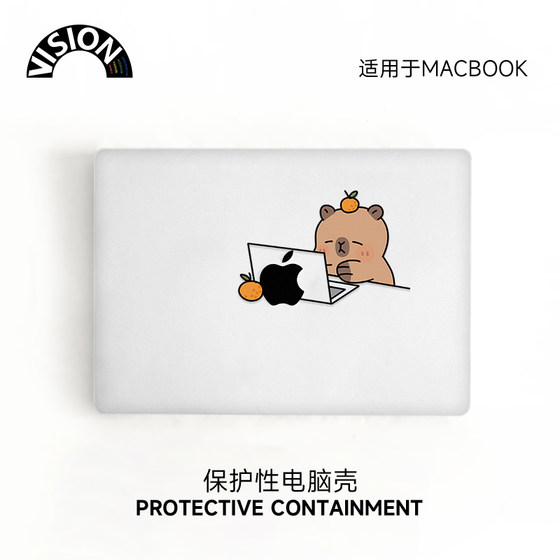 V-SION可爱小水豚透彩壳适用苹果macbookpro保护壳2023新款14寸macbook套air13外壳笔记本mac电脑轻薄保护套