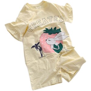 Yi Lala girls summer short-sleeved harem pajamas baby girl cartoon thin half-sleeved one-piece home clothes crawling clothes
