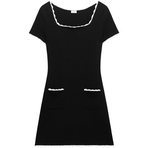 
[Mid-Season Discount] Oushili Square Neck Contrast Color Lace Knitted Dress 26 Summer A-Line Short Skirt