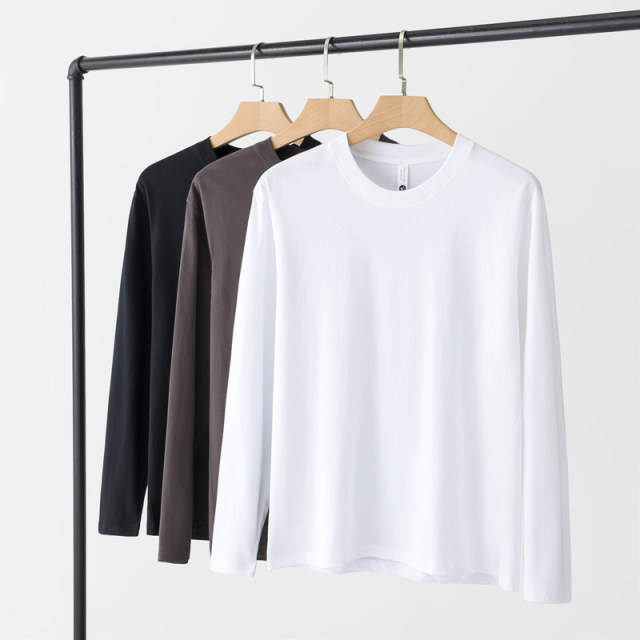 Solid Color Cotton Long Sleeve Two Piece T Shirt