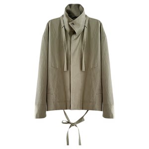 SukiiRED high-end Tencel cotton British style lace-up stand-up collar single-breasted loose slimming windbreaker jacket for women. Special