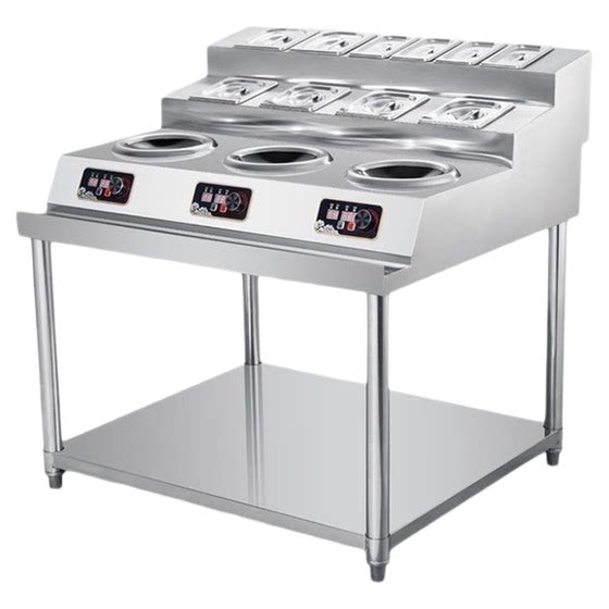 
Three-eye small frying stove concave three-head commercial induction cooker multi-head frying stove covered rice toppings and noodles restaurant electric wok