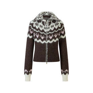 
[Same style as stars] me siento 26SS turtleneck Fair Isle sweater double zipper knitted cardigan slim fit