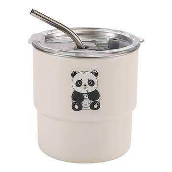 304 stainless steel coffee cup cartoon mug student portable straw water cup high appearance