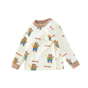 
Boys autumn clothes single-piece top children's spring and autumn pure cotton outside wearing baby long-sleeved T-shirt base shirt baby inner wear