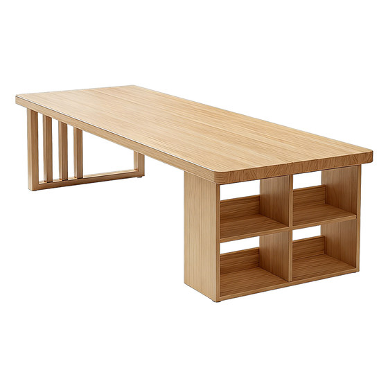 
Solid wood conference table large long table bookcase integrated large board table simple rectangular office desk living room study table desk