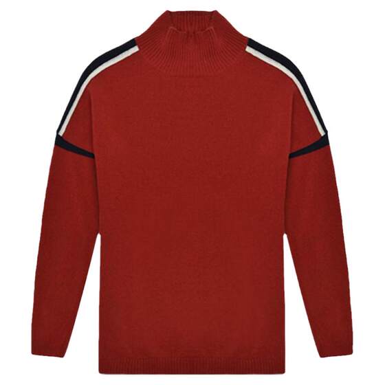 Luwang Cashmere Sweater Women's Pure Cashmere Flagship Store Official Half Turtle Collar Warm Simple Color Blocking Pullover New Style