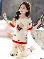 Детская летняя пижама, хлопковый мультяшный комплект для принцессы, короткий рукав, 12 лет
