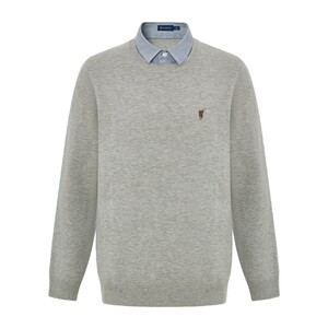 
[Special Offer] POLOWALK shirt collar fake two-piece sweater for men spring style round neck pullover with sweater