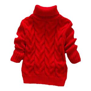 
Children's sweater autumn and winter style boy sweater girls winter new style medium and large children's baby base shirt plus velvet thickened