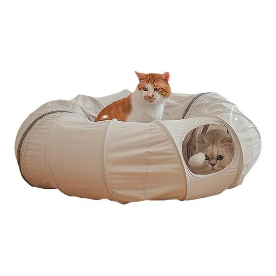 Cool summer cat extra long tunnel shelter closed house donut maze pet drilling hole enrichment toy
