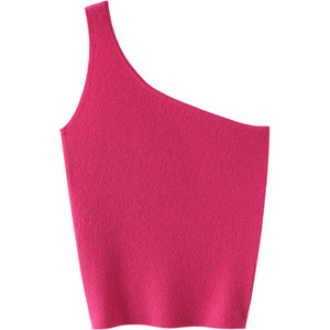 
The quality is against the enemy! Irregular off-shoulder cashmere suspender vest for women slim pure cashmere sweater with knitted suspender strap