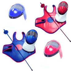 защита 击剑器材儿童三件套保护服头盔护具训练感应剑启蒙入学引导装备