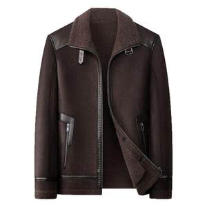 
First-layer leather Haining genuine leather jacket for men with fur all-in-one winter new leather jacket fashion workwear men's fur jacket