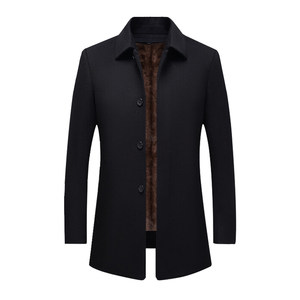 
Pierre Cardin pure wool wool coat for middle-aged men, mink velvet lining, mid-length windbreaker, double-sided cashmere winter coat