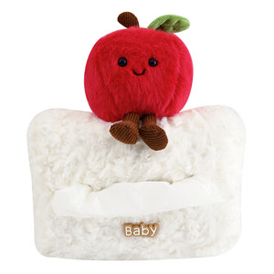 
Car tissue box, have a safe journey, Apple plush, cute car seat back hanging tissue box, interior decoration supplies