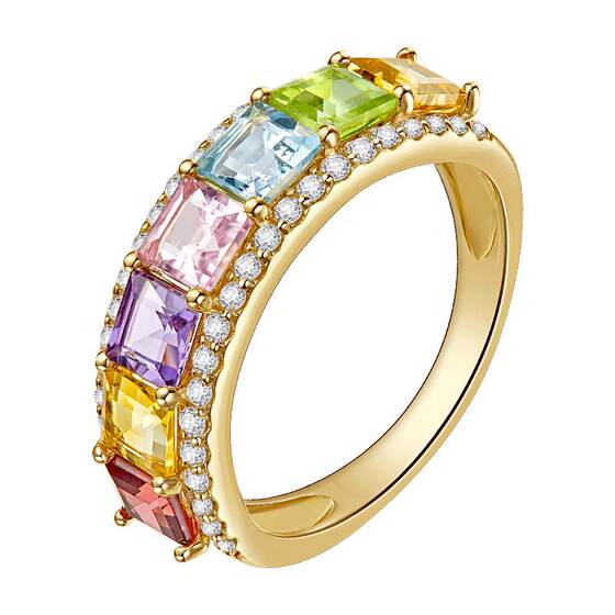 
ILCO Youke Symphony S925 Silver Natural Tourmaline Ring Colored Stone Ring Colored Gemstone Crystal Ring Women