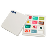 German Schmincke Ceramic Palette With 12 Grids - Ideal For Artistic Painting With Acrylics And Watercolors