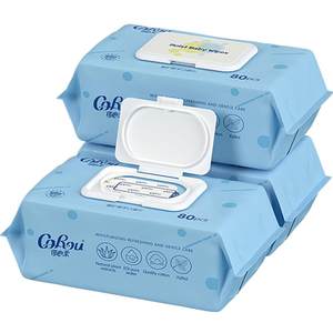 Kexinrou baby wet towel 80 pump 3 packs of newborn baby hand butt, special thickened children's home wet tissue
