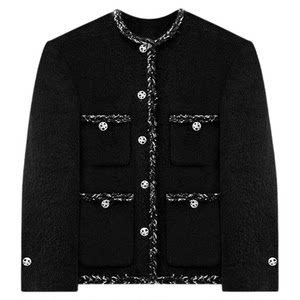 
HONORE Guyue heavyweight long-hair Suli classic fashion versatile round neck wool small fragrant long/short jacket