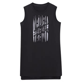 
Lapargay 2025 new simple cut printed sleeveless round neck mid-length T-shirt vest for women
