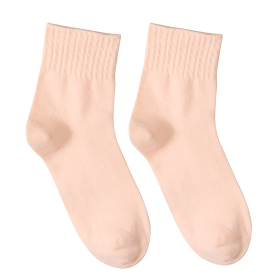 8 Double Women's Middle Cotton Cotton Socks Spring, Autumn and Winter Girls Add Cotton Socks with long waist and lumbar p. and solid color without smelly feet
