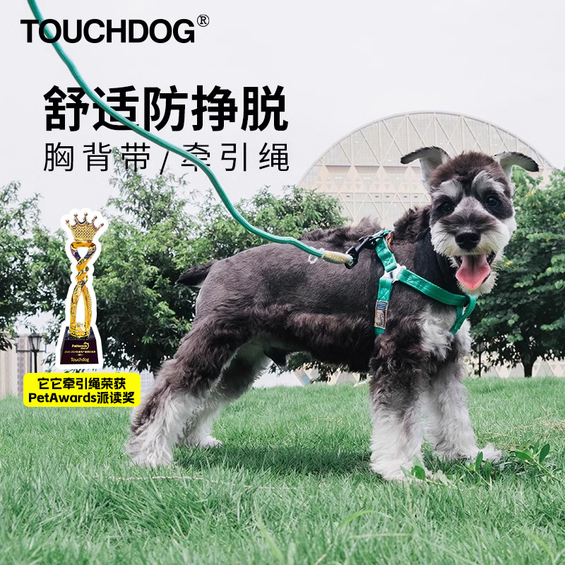 Touchdog 它它 2013YZC001 狗狗项圈+牵引绳 黑色 M