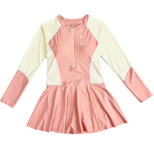 
Girls swimsuits, long sleeves, long trousers, Korean style girls quick-drying fashionable one-piece swimsuits, children's conservative sun protection swimsuits