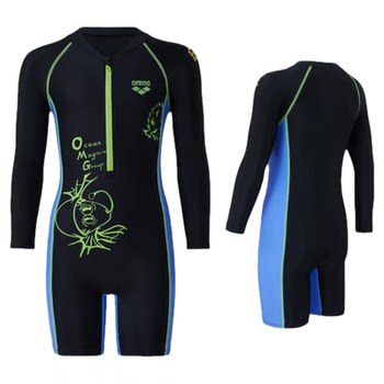 
arena 2025 new product for boys and girls sports and casual sun protection teenagers one-piece long-sleeved flat-angle swimsuit