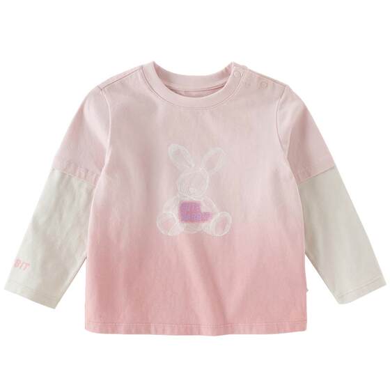 
David Bella children's pure cotton long-sleeved T-shirt boys' new fake two-piece gradient tops for girls 2026 spring clothing category A