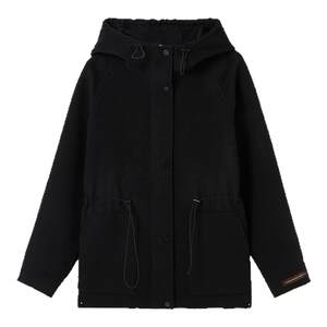 
Langzi short pure wool black high-end hooded coat for autumn, winter and winter women's new wool jacket
