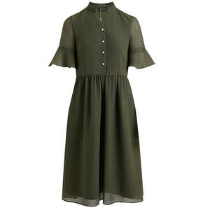 Hailandi HOT recommends summer new light cooked light V -neck, waist A -line skirt temperament short -sleeved solid color chiffon dress
