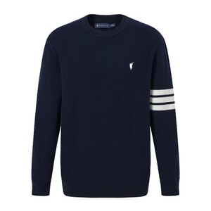 
POLOWALK men's sweater 2025 winter new classic round neck striped inner layer with core-spun yarn pullover inner layer