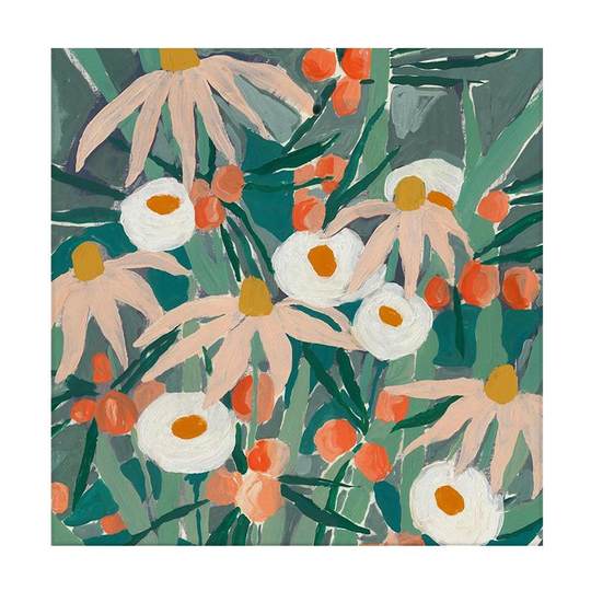 油絵の純粋な手描きの植物と花