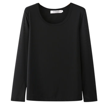 Add fat, thin sleeve, fat MM mesh elastic bottom shirt
