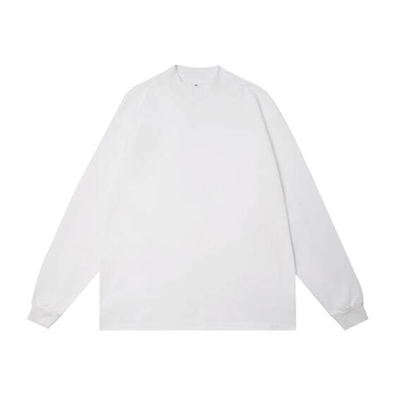 300g wide lines heemkizoo Japanese male spring and autumn long -sleeved T -shirt half -high collar with a female bottoming shirt