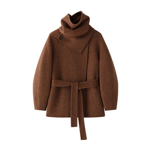 
TEASEL Alxa Secret Silk Silk Camel Velvet Detachable Scarf Collar Double-sided Wool Mid-Length Coat