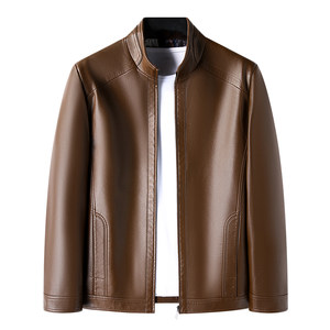 
2025 autumn and winter new Haining slim leather jacket sheepskin stand collar short men's leather jacket genuine leather jacket men