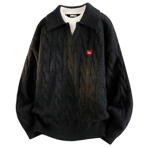 
it:izzue official sweater autumn and winter women's fake two-piece long-sleeved tops girls warm sweater 2M