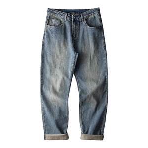 
NBKY American retro yellow mud jeans men's straight washed wide-leg plus velvet pants 2025 autumn and winter new style