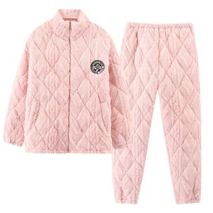 
Fentenkean couple pajamas for women in winter thick coral velvet three-layer cotton jacket super thick men's autumn and winter home clothes