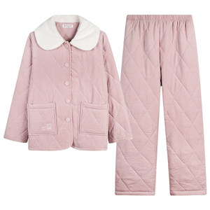 
Haobo winter men's and women's cotton-padded jackets, thickened and warm home clothes suits, couples' fashionable Hunan provincial clothing pajamas HJ2573